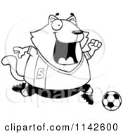 Poster, Art Print Of Black And White Chubby Cat Playing Soccer