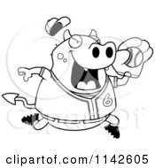 Poster, Art Print Of Black And White Chubby Devil Playing Baseball