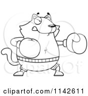 Poster, Art Print Of Black And White Chubby Cat Boxing
