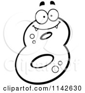 Cartoon Clipart Of A Black And White Number Eight Character Vector Outlined Coloring Page