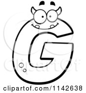 Cartoon Clipart Of A Black And White Alien Letter G Vector Outlined Coloring Page by Cory Thoman