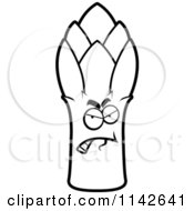 Cartoon Clipart Of A Black And White Angry Asparagus Character Vector Outlined Coloring Page by Cory Thoman