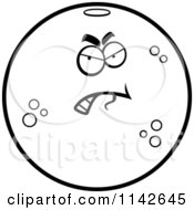 Cartoon Clipart Of A Black And White Angry Navel Orange Character Vector Outlined Coloring Page