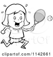 Poster, Art Print Of Black And White Tennis Girl Swinging Her Racket At The Ball