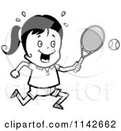 Poster, Art Print Of Black And White Girl Swinging Her Tennis Racket At The Ball