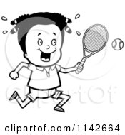 Poster, Art Print Of Black And White Black Tennis Girl Swinging Her Racket At The Ball