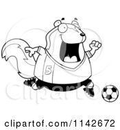 Poster, Art Print Of Black And White Chubby Skunk Playing Soccer