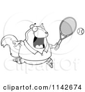 Poster, Art Print Of Black And White Chubby Skunk Playing Tennis