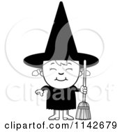 Poster, Art Print Of Black And White Happy Halloween Witch Girl