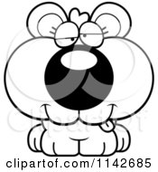 Cartoon Clipart Of A Black And White Cute Dumb Bear Cub Vector Outlined Coloring Page