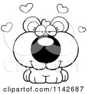 Cartoon Clipart Of A Black And White Loving Bear Cub Vector Outlined Coloring Page