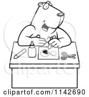 Cartoon Clipart Of A Black And White Arts And Crafts Gopher Vector Outlined Coloring Page
