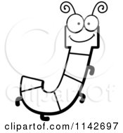 Cartoon Clipart Of A Black And White Letter J Bug Vector Outlined Coloring Page