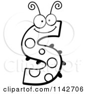 Cartoon Clipart Of A Black And White Letter S Bug Vector Outlined Coloring Page