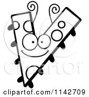 Cartoon Clipart Of A Black And White Letter V Bug Vector Outlined Coloring Page