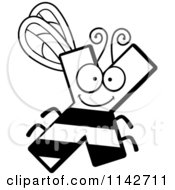 Cartoon Clipart Of A Black And White Letter X Bug Vector Outlined Coloring Page