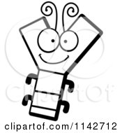 Cartoon Clipart Of A Black And White Letter Y Bug Vector Outlined Coloring Page