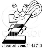 Cartoon Clipart Of A Black And White Letter Z Bug Vector Outlined Coloring Page