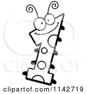 Cartoon Clipart Of A Black And White Bug Number 1 Vector Outlined Coloring Page
