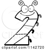 Cartoon Clipart Of A Black And White Bug Number 2 Vector Outlined Coloring Page
