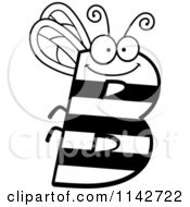 Cartoon Clipart Of A Black And White Letter B Bug Vector Outlined Coloring Page