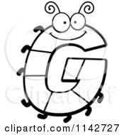 Cartoon Clipart Of A Black And White Letter G Bug Vector Outlined Coloring Page