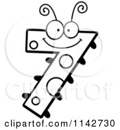 Cartoon Clipart Of A Black And White Bug Number 7 Vector Outlined Coloring Page