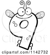 Cartoon Clipart Of A Black And White Bug Number 9 Vector Outlined Coloring Page