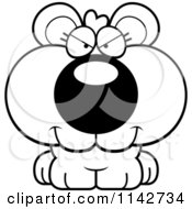 Cartoon Clipart Of A Black And White Mad Bear Cub Vector Outlined Coloring Page