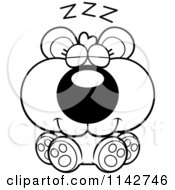 Poster, Art Print Of Black And White Cute Bear Cub Sleeping