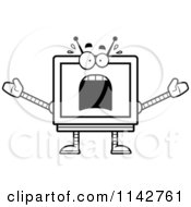 Poster, Art Print Of Black And White Scared Screen Robot