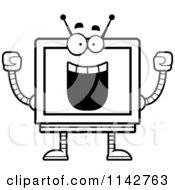 Poster, Art Print Of Black And White Cheering Screen Robot