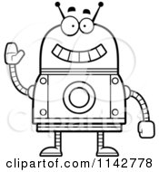 Poster, Art Print Of Black And White Waving Robot