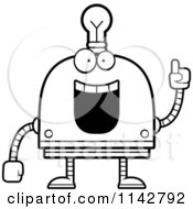 Cartoon Clipart Of A Black And White Creative Light Bulb Head Robot Vector Outlined Coloring Page by Cory Thoman