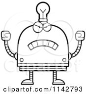 Poster, Art Print Of Black And White Mad Light Bulb Head Robot