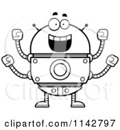 Poster, Art Print Of Black And White Excited Robot