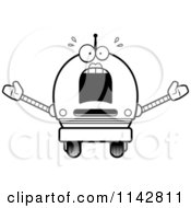 Poster, Art Print Of Black And White Scared Robot Girl