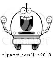 Poster, Art Print Of Black And White Cheering Robot Girl