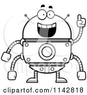 Cartoon Clipart Of A Black And White Smart Robot Vector Outlined Coloring Page