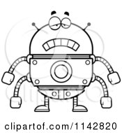 Cartoon Clipart Of A Black And White Sad Robot Vector Outlined Coloring Page