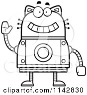 Poster, Art Print Of Black And White Waving Robot Cat