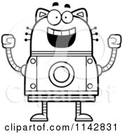 Black And White Excited Robot Cat