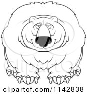 Cartoon Clipart Of A Black And White Big Bear Vector Outlined Coloring Page
