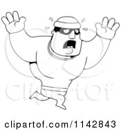 Cartoon Clipart Of A Black And White Frightened Male Robber Vector Outlined Coloring Page