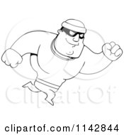 Cartoon Clipart Of A Black And White Running Male Robber Vector Outlined Coloring Page
