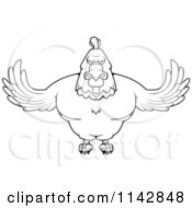 Poster, Art Print Of Black And White Muscular Rooster Flying