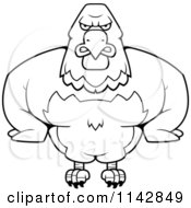 Cartoon Clipart Of A Black And White Buff Bald Eagle Vector Outlined Coloring Page
