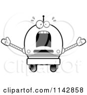 Cartoon Clipart Of A Black And White Scared Robot Boy Vector Outlined Coloring Page by Cory Thoman