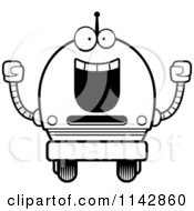 Poster, Art Print Of Black And White Cheering Robot Boy