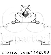 Poster, Art Print Of Black And White Chubby Cat Over A Banner